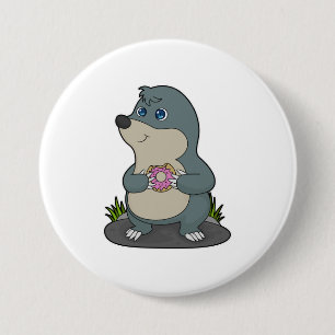 Mole with Donut 7.5 Cm Round Badge