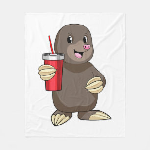Mole with Drinking mug Fleece Blanket