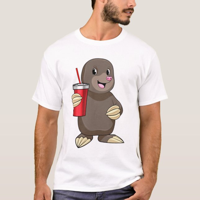 Mole with Drinking mug T-Shirt (Front)