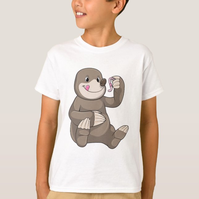 Mole with Earthworm T-Shirt (Front)