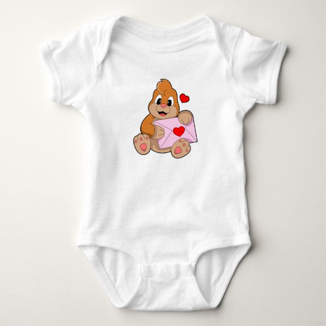 Mole with Heart Envelope Baby Bodysuit (Front)