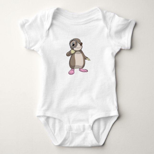 Mole with Magnifying glass Baby Bodysuit (Front)
