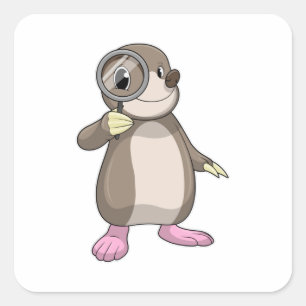Mole with Magnifying glass Square Sticker