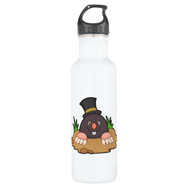 Mole with Molehill & Hat 710 Ml Water Bottle (Front)