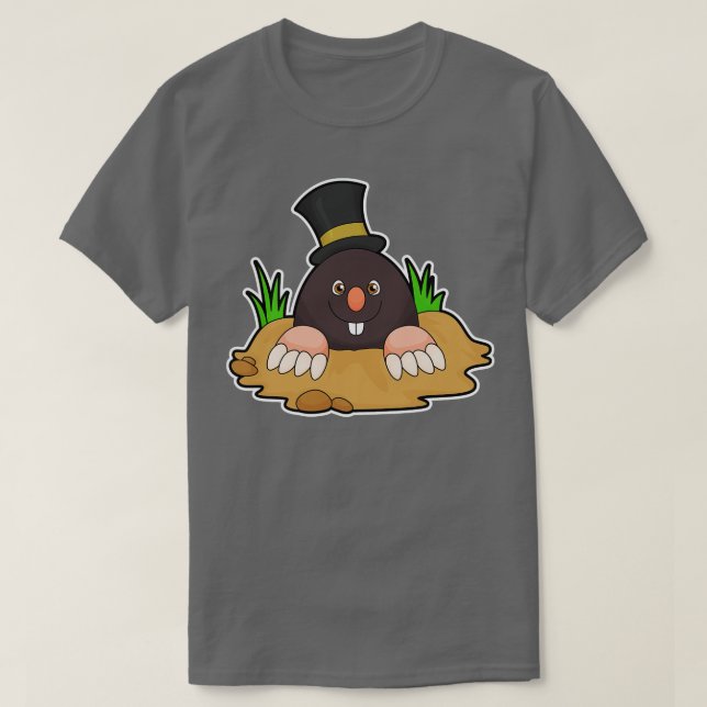 Mole with Molehill Hat T-Shirt (Design Front)