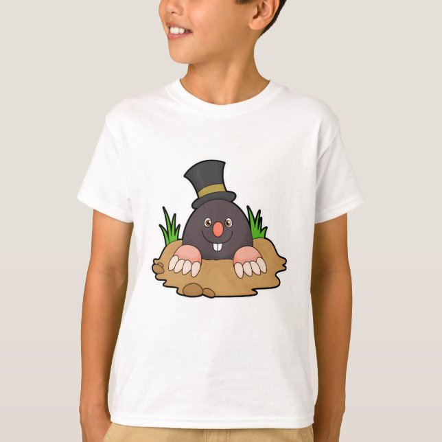 Mole with Molehill & Hat T-Shirt (Front)