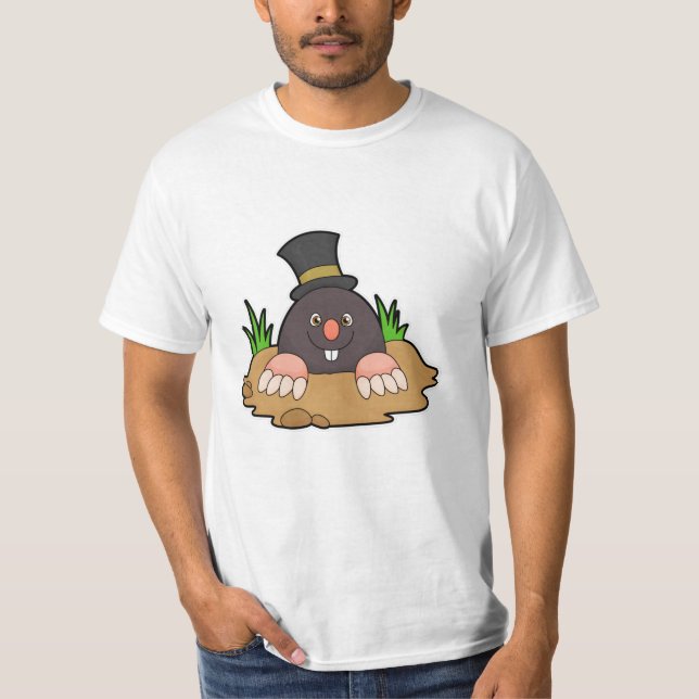 Mole with Molehill & Hat T-Shirt (Front)
