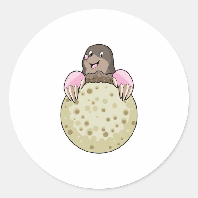 Mole with Moon Classic Round Sticker (Front)