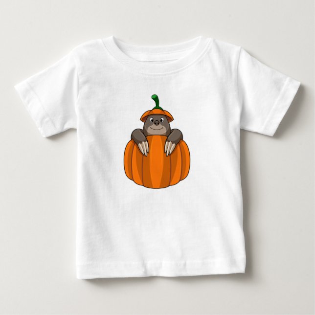Mole with Pumpkin Baby T-Shirt (Front)