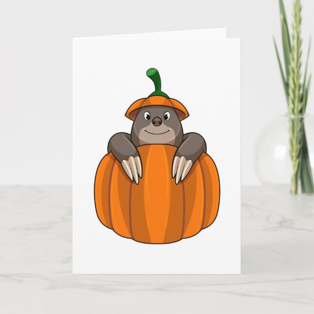 Mole with Pumpkin Card (Front)