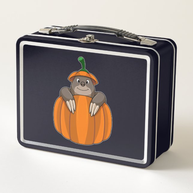 Mole with Pumpkin Metal Lunch Box (Front)
