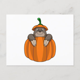 Mole with Pumpkin Postcard