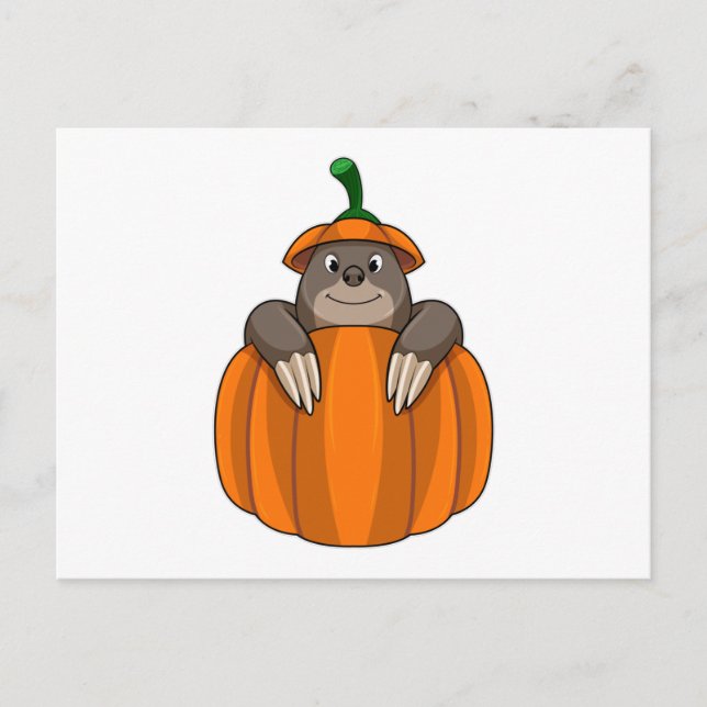 Mole with Pumpkin Postcard (Front)