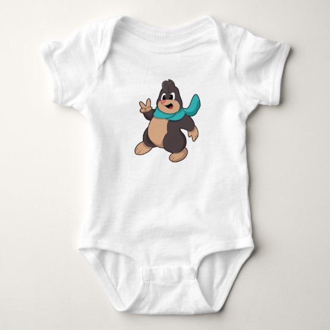 Mole with Scarf Baby Bodysuit (Front)