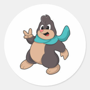 Mole with Scarf Classic Round Sticker