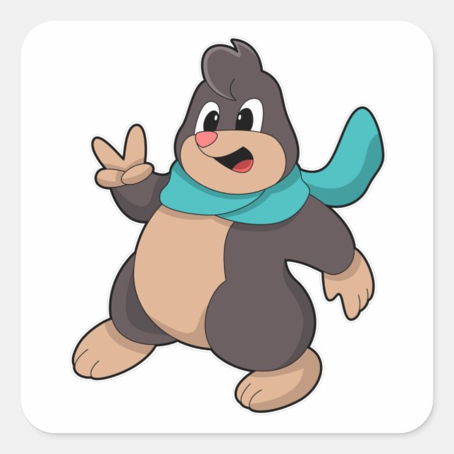 Mole with Scarf Square Sticker (Front)