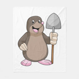 Mole with Shovel Fleece Blanket