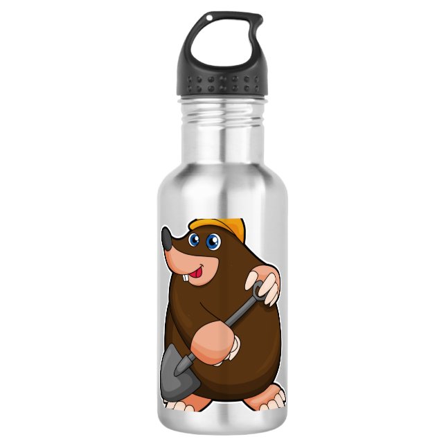 Mole with Shovel & Hard hat 710 Ml Water Bottle (Front)