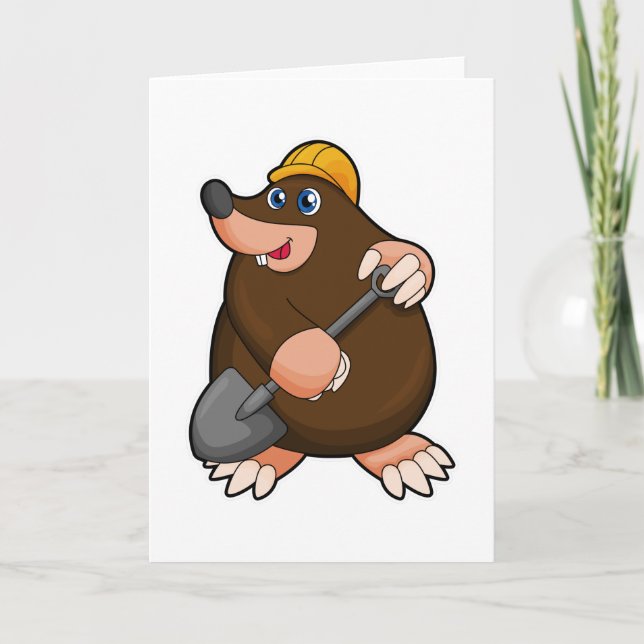 Mole with Shovel & Hard hat Card (Front)