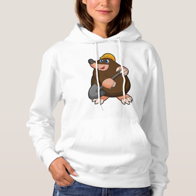 Mole with Shovel & Hard hat Hoodie (Front)