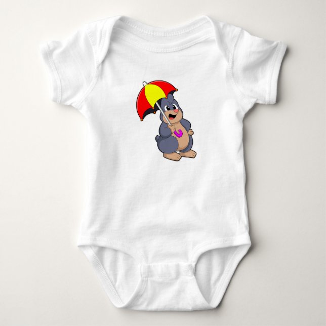 Mole with Umbrella Baby Bodysuit (Front)