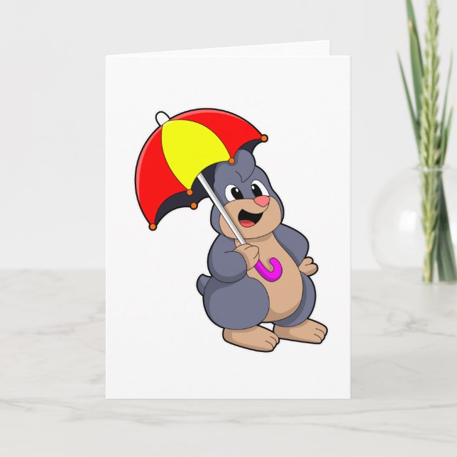Mole with Umbrella Card (Front)