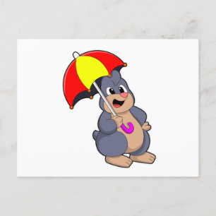 Mole with Umbrella Postcard