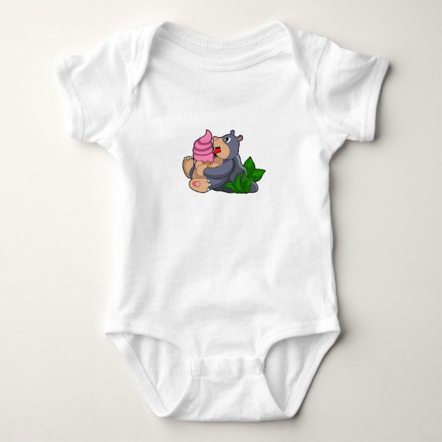 Mole with Waffle ice cream Baby Bodysuit (Front)