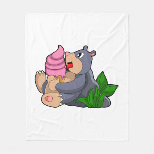 Mole with Waffle ice cream Fleece Blanket