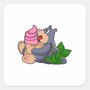 Mole with Waffle ice cream Square Sticker