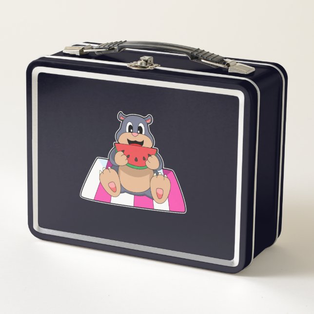 Mole with Watermelon.PNG Metal Lunch Box (Front)