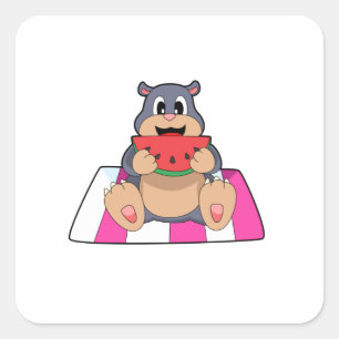 Mole with Watermelon.PNG Square Sticker
