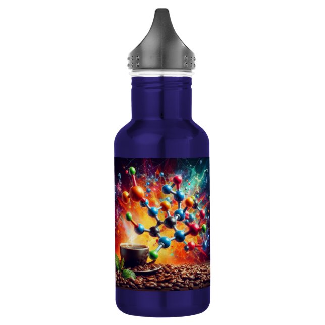 Molecular Caffeine Structure - Science Art Coffee 532 Ml Water Bottle (Left)