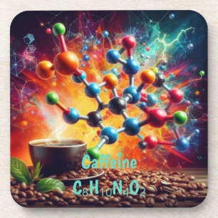 Molecular Caffeine Structure - Science Art Coffee Coaster