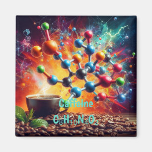 Molecular Caffeine Structure - Science Art Coffee Magnet