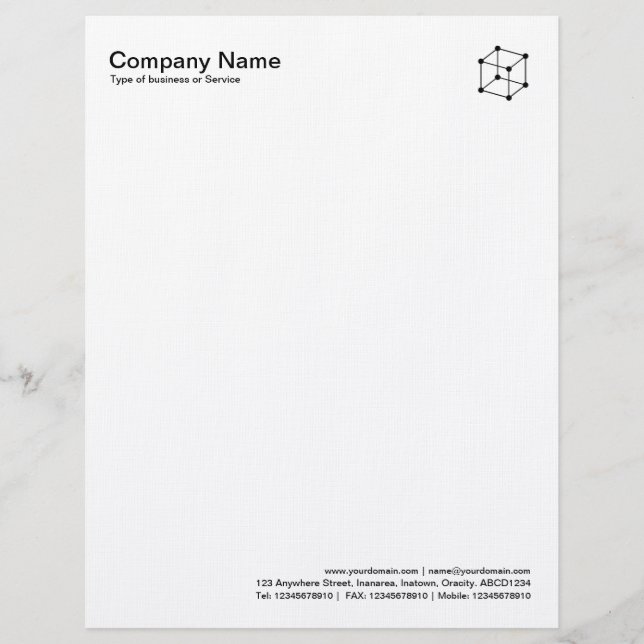 Molecular Cube - Black on White Custom Letterhead (Front)