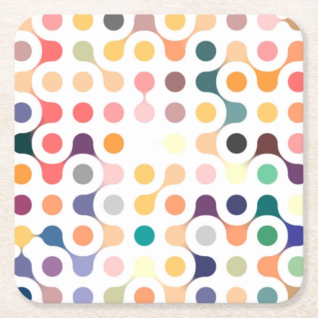 Molecular Structure Pattern Square Paper Coaster (Front)
