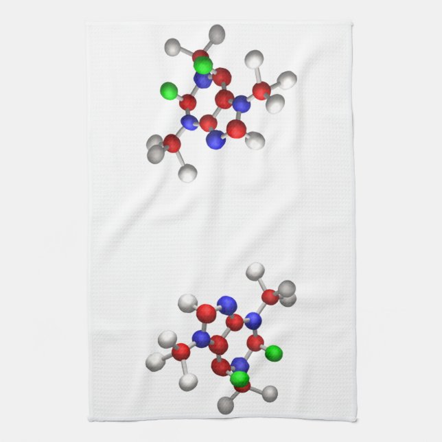 Molecule 3-D Rendering Tea Towel (Vertical)