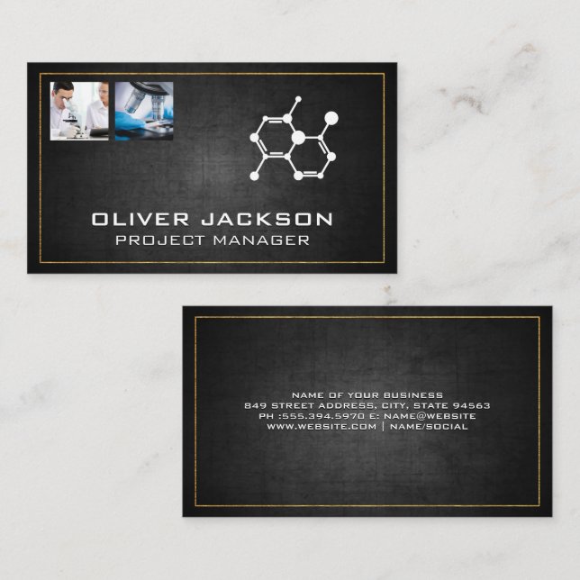 Molecule Icon | Scientist Working Business Card (Front/Back)