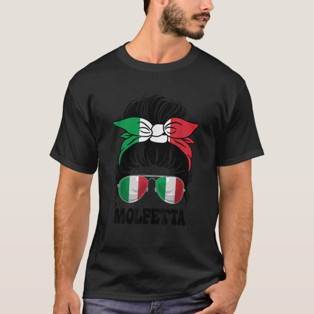 Molfetta Italy Italian Girl Messy Hair Italy Pride T-Shirt (Front)