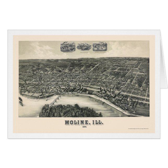 Moline, IL Panoramic Map - 1889 (Front Horizontal)