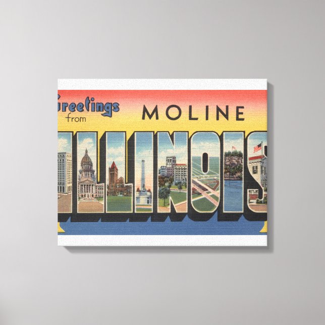 Moline, Illinois - Large Letter Scenes Canvas Print (Front)