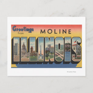 Moline, Illinois - Large Letter Scenes Postcard