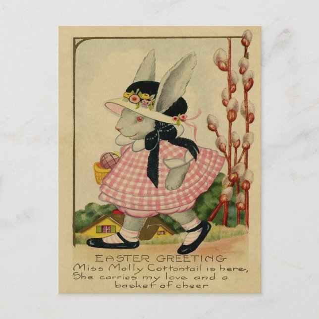Molly Cottontail Easter Holiday Postcard (Front)
