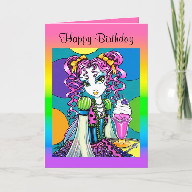 "Molly" Cute Rainbow Soda Shop Fairy Card (Front)