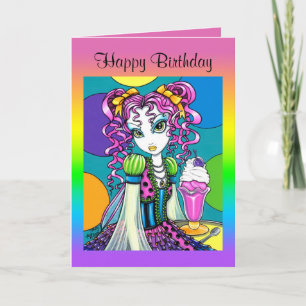 "Molly" Cute Rainbow Soda Shop Fairy Card