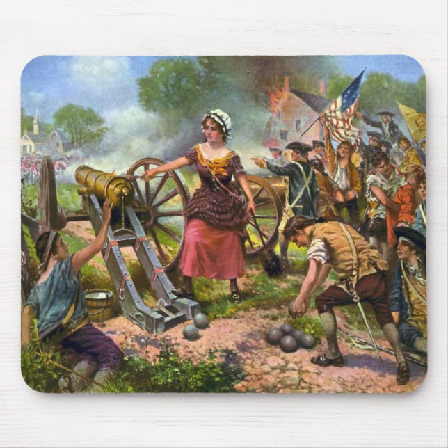 Molly Pitcher firing cannon at Battle of Monmouth Mouse Mat (Front)