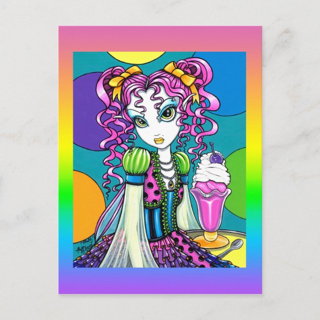 "Molly" Rainbow Soda Shop Couture Fairy Postcard (Front)