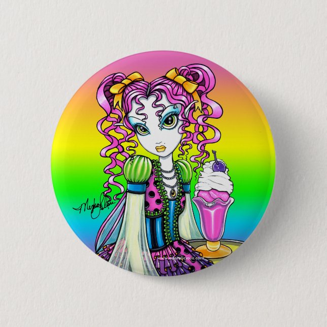 "Molly" Sherbet Ice Cream Rainbow Fairy Button (Front)