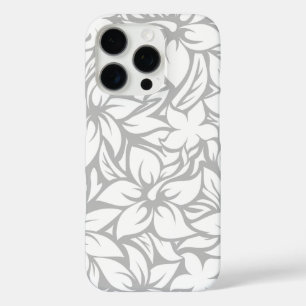 Moloaa Bay Hawaiian Hibiscus Grey and White iPhone 16 Pro Case